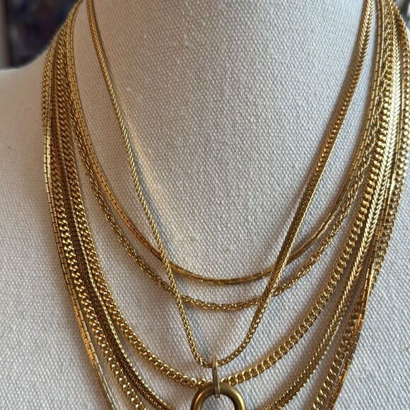 Louis Vuitton Lock & Key # 313 on Vintage Monet Multi Strand Gold Tone Necklace - Picture 7 of 9
